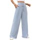thumbnail image 1 of Pantalones de Pijama Holgados de Punto Suave con Bolsillos y Pernera Acanalada para Mujer con Cordón Ajustable. Azul XXL, 1 of 9