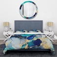 thumbnail image 3 of Designart "Luxurious Blue and Gold Abstract Fluid Art X" Fractals Bedding Covert Set - Abstract Blue Modern Bed Set With 2 Shams, 3 of 6