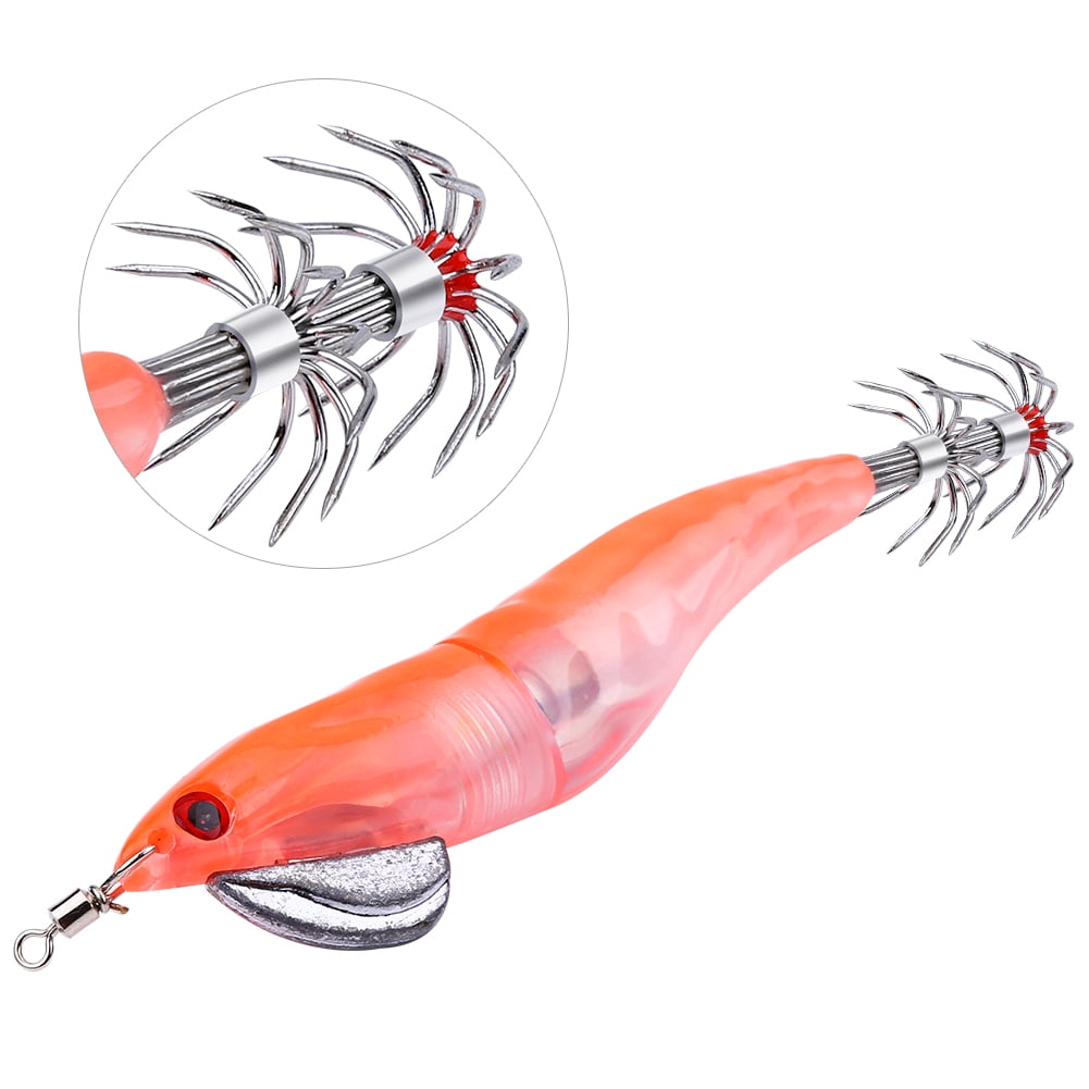 YLSHRF Squid Lures,4.52'' 5 Colors Electric Luminous Bionic Shrimp Shape Squid Saltwater Fishing