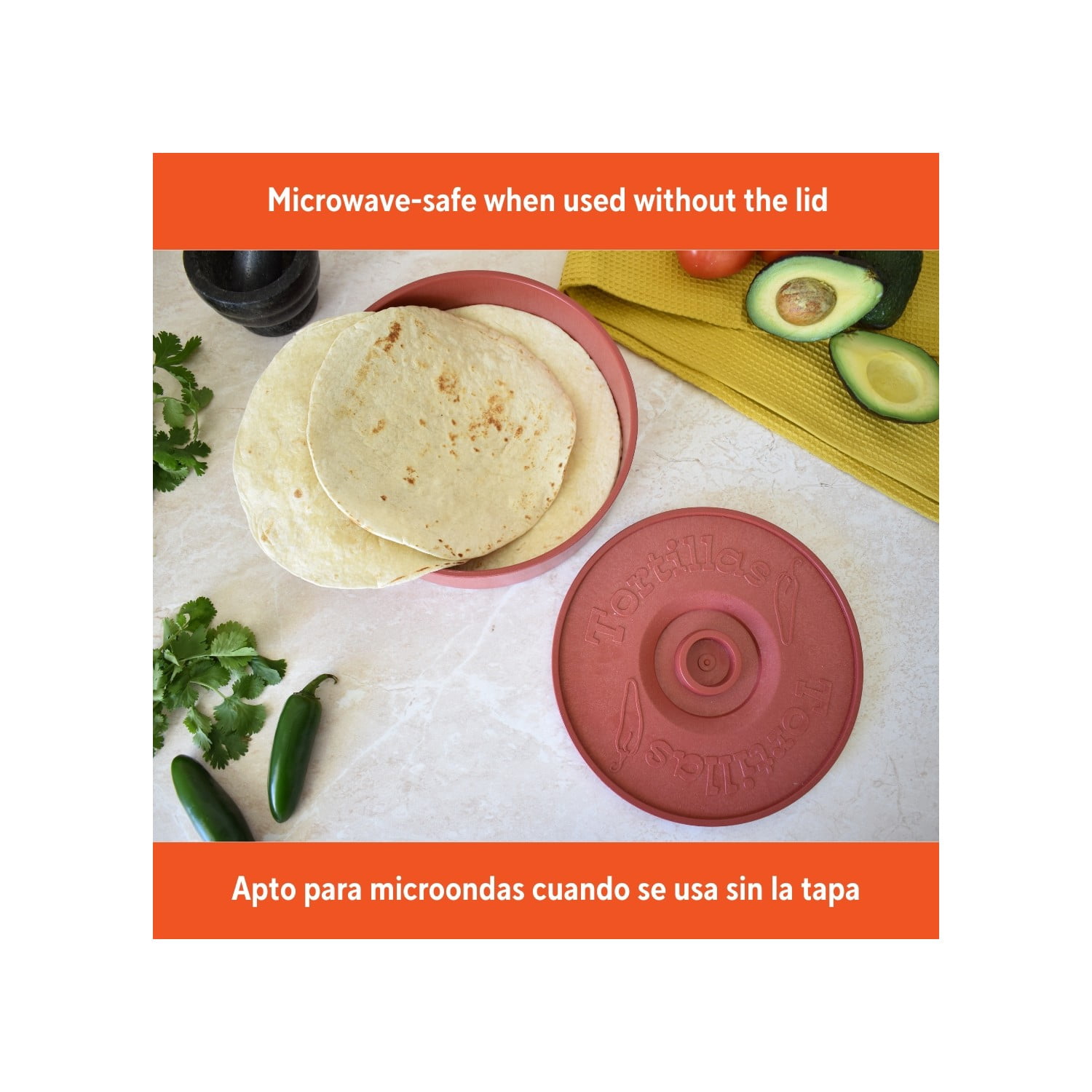 (4 pack) IMUSA 8in Tortilla Warmer, Terracotta