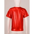 thumbnail image 3 of Manyakai Kids Girls Boys Shiny Metallic T-Shirt Short Sleeves Hip Hop Jazz Dance Performance Tees Red 110, 3 of 7