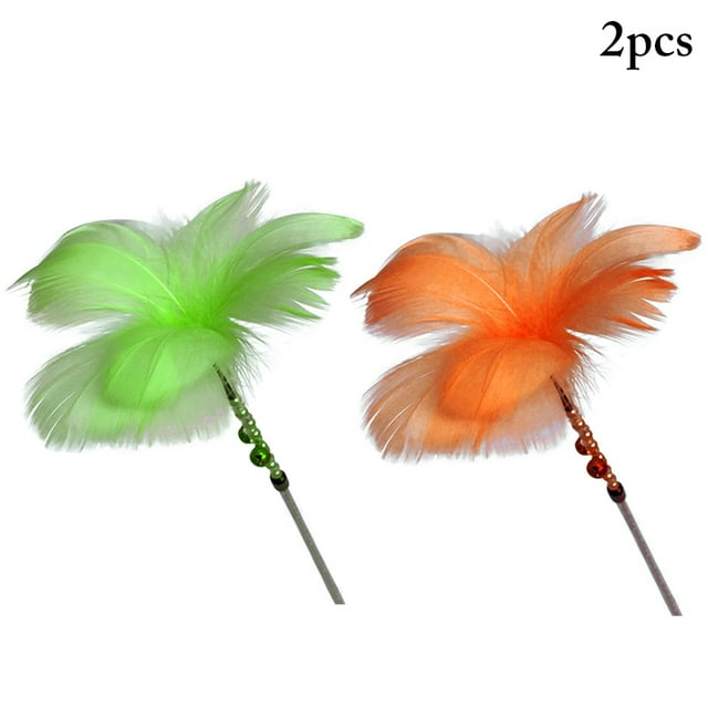2 Pcs Cat Plume Teaser Interactif Belle Chat Jouet Interactif Chat Teaser Baguette