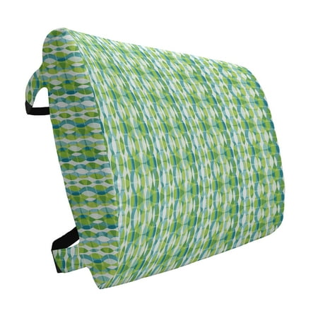 

Grunge Lumbar Pillow Geometric Oval Shapes Elliptic Vertical Curves Nature Theme Pattern Soft Back Cushion for Office Chairs with Adjustable Straps 14 x 13 Apple Green Turquoise by Ambesonne