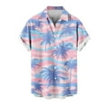 thumbnail image 5 of ZRGHAOYLQ Mens Hawaiian Shirt Short Sleeve Casual Button Down Beach Tshirts Loose Plus Size Bowling T Shirt Tropical Vacation Holiday Shirts Summer Striped Palm Tree Graphic Tees, 5 of 6