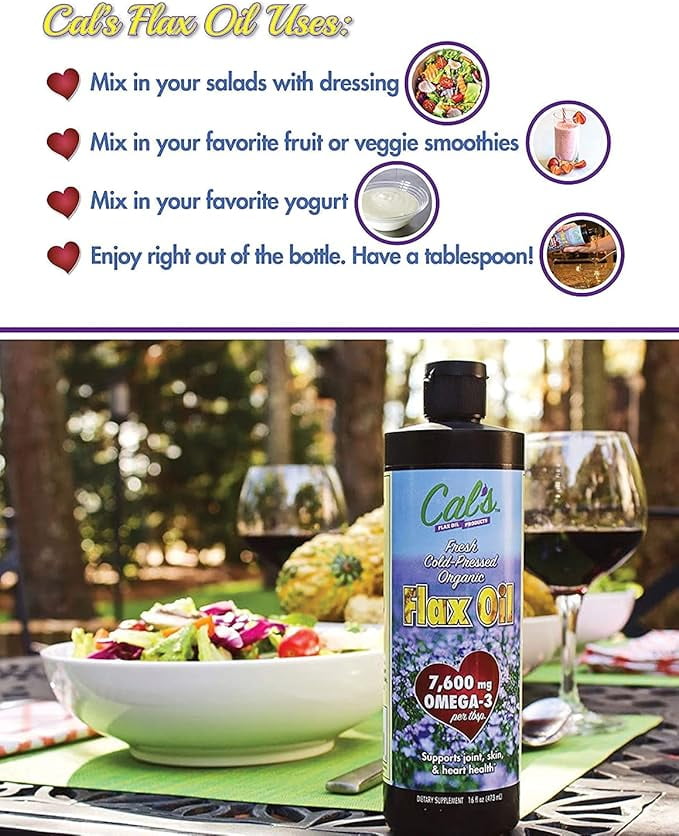 Cal's Flax Oil - Omega-3, 100% Pure Flaxseed Oil - 32 oz