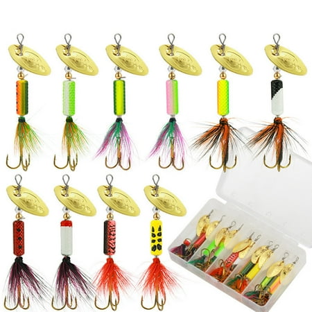 VSFAOV Fishing Spinner Bait 10PCS Musky Bucktail Spinnerbait with Double Blades for Pike Bass and Trout