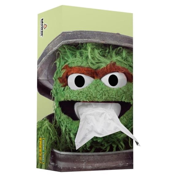 Blowze Tissues 124 Count Ply 2 Sesame Street Facial Tissue, Green - Pack of 24