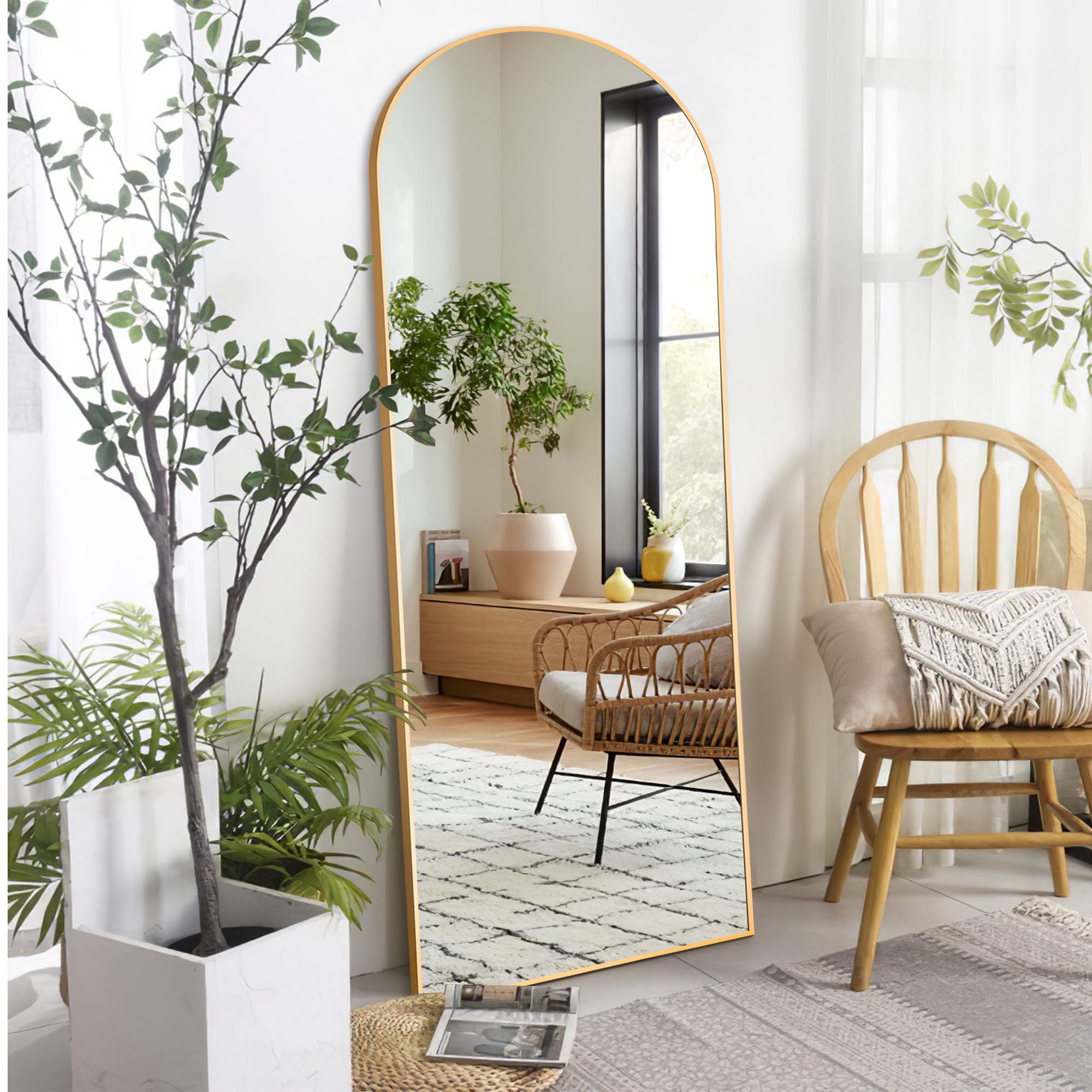 71" x 24" Floor Mirror Arch Standing Mirror Full Length Mirror Large Mirror for Bedroom Living room,Gold