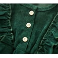 thumbnail image 5 of Styles I Love Toddler Girls Buttons Ruffle Long Sleeve Solid Corduroy Dress with Bow Hair Clip 2pcs Fall Winter Dressy Outfit (Olive, 5T), 5 of 5
