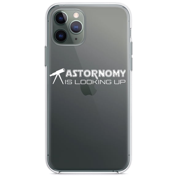DistinctInk Clear Shockproof Hybrid Case for iPhone 11 (6.1" Screen) - TPU Bumper Acrylic Back Tempered Glass Screen Protector - Astronomy is Looking Up