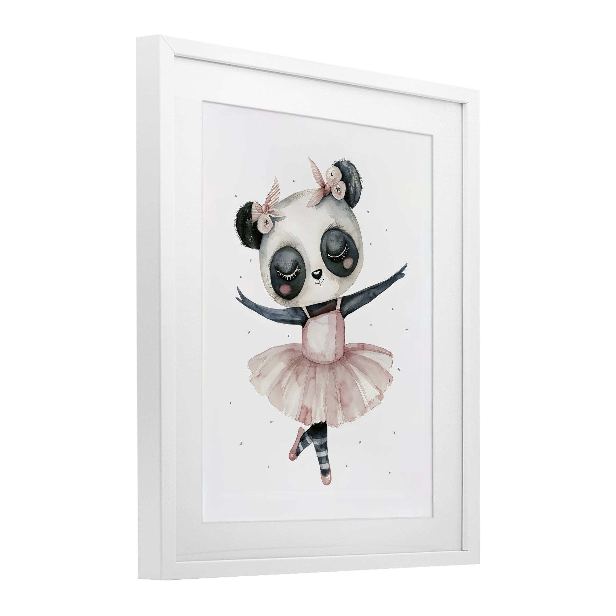 Stupell Industries Ballerina Panda in Pink Tutu White Framed Print Under Glass, design by LSR Design Studio