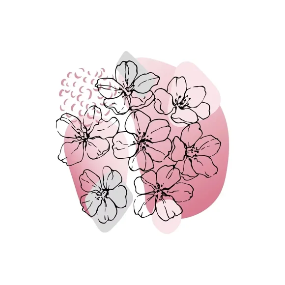 Minimalist Line Flower Art Sakura Blossoms Cherry Posters Canvas Painting and Prints Wall Art Picture for Living Room Home Decor50 x 70 cm, unframed,SKU-06