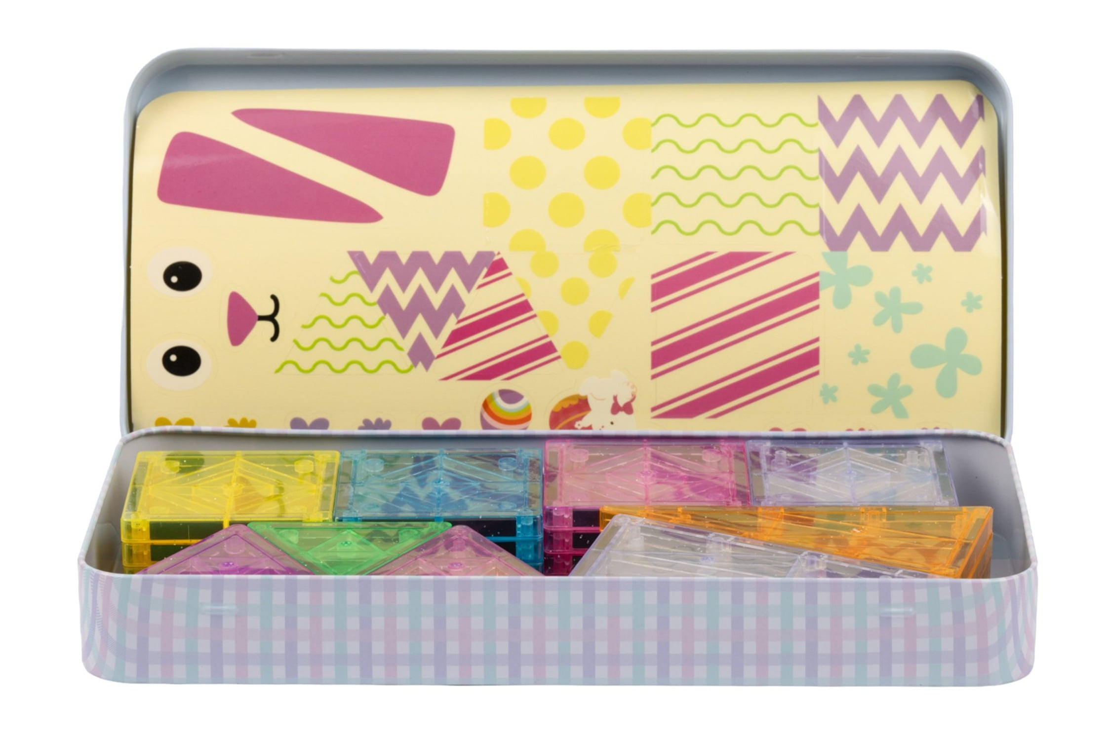 RMS Easter Bunny Magnetic Tile Tins, Stem Toy for Kids with Reusable Storage Tin, Magnetic Building Tiles Easter Gift, Ages 3+
