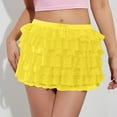 thumbnail image 2 of MIXUE Skirts For Women Summer Solid Color Ruffle Lace Elastic Waist Bow Front Micro Mini Skirt Activewear,Yellow,XL, 2 of 4