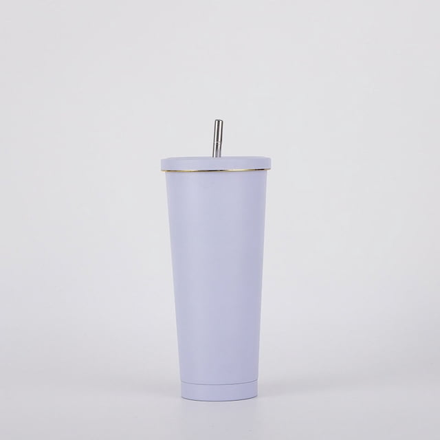 Termo portátil de acero inoxidable 304 con pajita de doble capa para exteriores, taza de café al vacío para automóvil