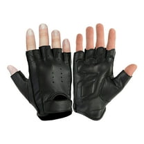 Daniel Smart Men’s Leather Gloves – Naked Cow Leather - Fingerless Motorcycle Gloves with Perforated action and Leather Palm