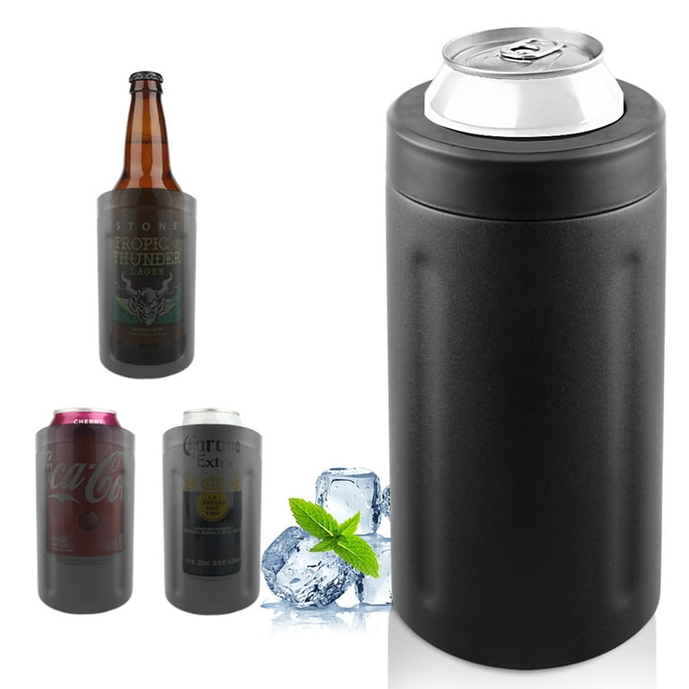 4-In-1 Skinny Can Cooler Double Wall Stainless Steel Insulated Can Holder, Can Co
