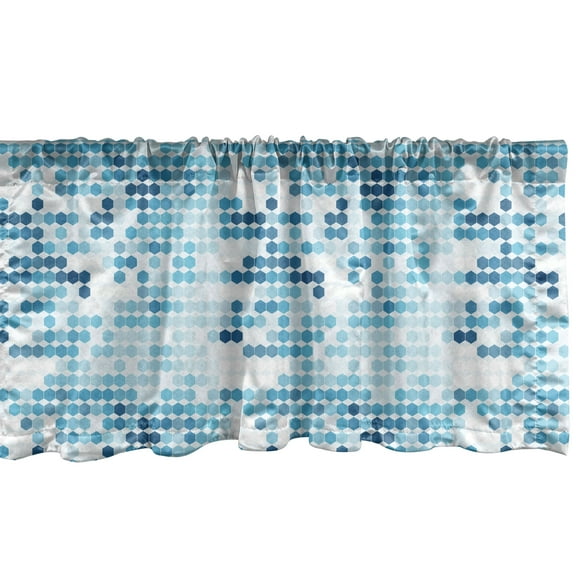 Ambesonne Geometric Valance Pack of 2, Minimalist Retro Hexagons, 54"X12", Sea Blue and Dark Turquoise