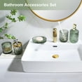 thumbnail image 3 of Ahot Green Bathroom Accessories Set, 5Pcs Clear Glass Bathroom Accessories, Hand Soap Dispenser, Soap Dish, Toothbrush Holder Set, Tumbler, Qtips Holder, 3 of 6