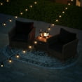 thumbnail image 5 of Costway 3 PCS Outdoor Patio Rattan Bistro Furniture Set Wooden Table Top Cushioned Sofa Black, 5 of 10