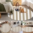 thumbnail image 5 of Beige Striped Large Round Rug 8 FT, Non Slip Living Room Area Carpet, Modern Farmhouse Beige White Stripes Washable Soft Circle Rug Non-Shedding Floor Carpet for Bedroom Office Dining Room, 5 of 9