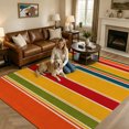 thumbnail image 2 of Retro Minimalist Striped Area Rugs 5'x7', Washable Small Throw Rugs for Laundry Room Playroom, Classic Lines Geometric Pattern Indoor Outdoor Rug Non-Slip Low Pile Carpet Runner Reversible Floor Mats, 2 of 8