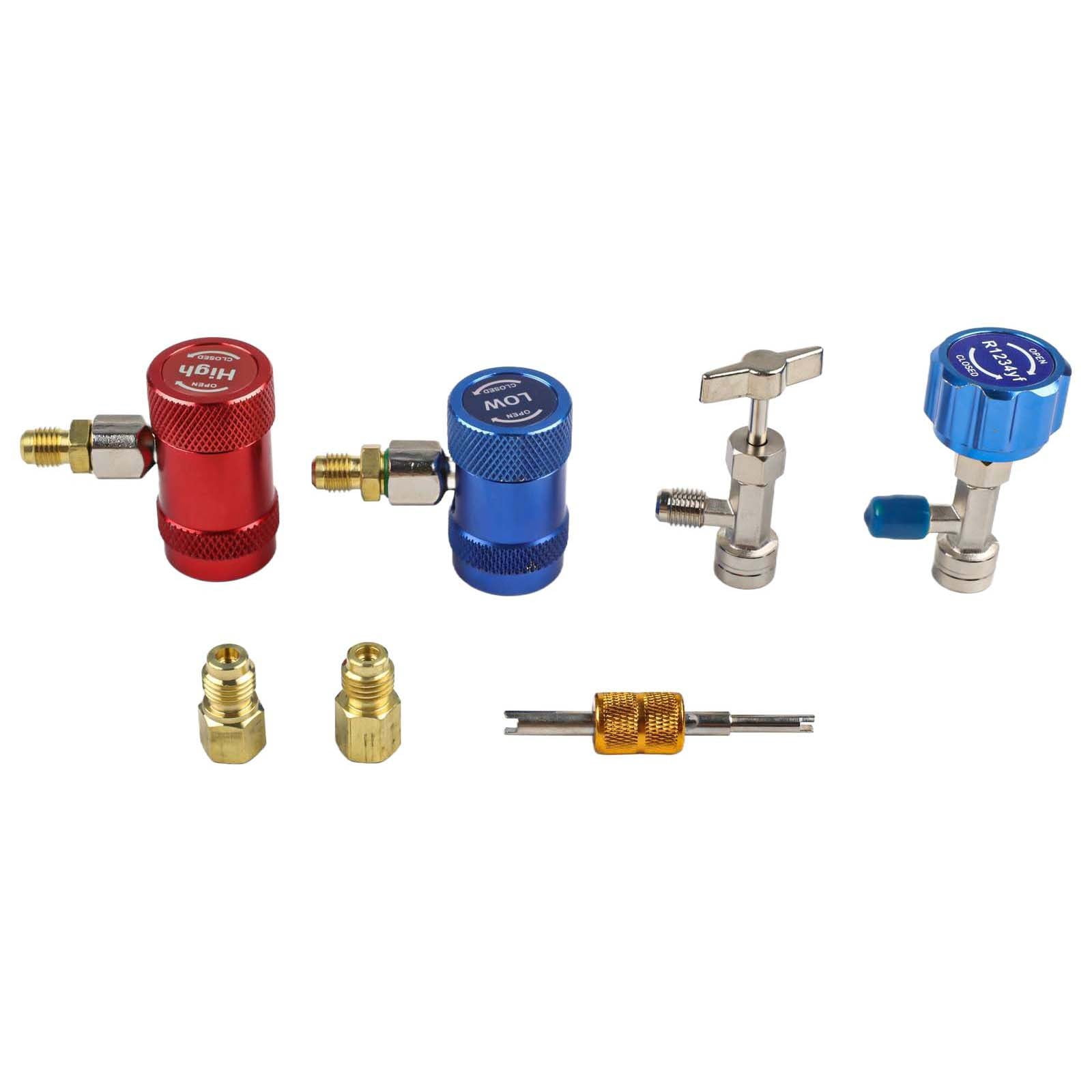 SPRING Tech R1234Yf Quick Couplers Set With Valve Core Remover Thread Adapter C For Hvac Charging Hoses Car Repair Tools