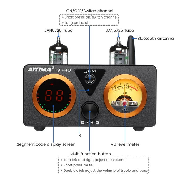 Fosi Audio T3 Hi-Fi Tube Amplifier Class AB 2.1 CH Bluetooth 5.0 Headphone  Amp 