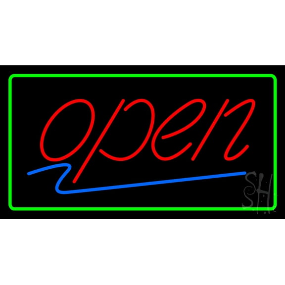 Open LED Neon Sign 20 x 37 - inches, Clear Edge Cut Acrylic Backing, with Dimmer - Bright and Premium built indoor LED Neon Sign for storefront.