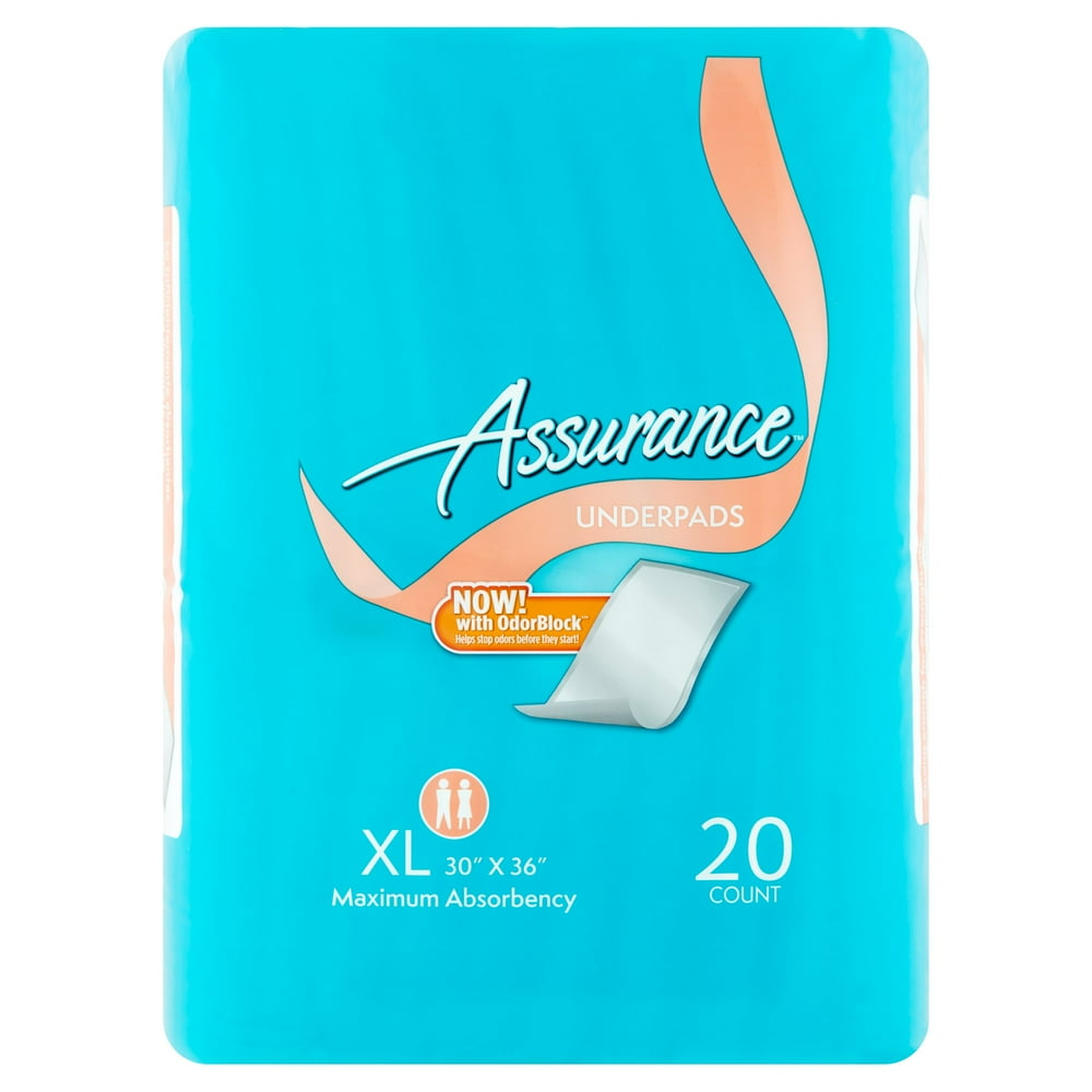 Assurance Incontinence Pads Unisex, Maximum, XL, 20 Ct - Walmart.com ...