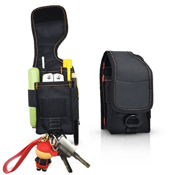 EDC Pouch Organizer Tool Holder,Small Multi-Pocket Belt Holster Compatible Compatible with Leatherman Wave  Signal Folding Tool,Multitool Holster Sheath with Clip