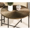 thumbnail image 6 of Miekor Furniture Radial Pattern 2-Piece Coffee and End Table Set – Waterproof MDF with PVC Cover, Distressed Cylindrical Design, Black Metal Legs – Classic Rustic Charm, Dark Walnut 14704, 6 of 9