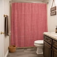 thumbnail image 5 of Xipuska Vintage Coral Red Shower Curtain - Water Repellent Fabric Shower Curtains Washable, Farmhouse Retro Solid Color Linen Texture Decorative Cloth Bathroom Curtains Modern Bath Decor 66"x72", 5 of 6