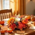 thumbnail image 6 of ICQOVD Fall Pumpkin Candle Holder Wreath Artificial Maple Leaf Pinecone Desktop Table Decoration, 6 of 6