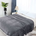 thumbnail image 2 of Unique Bargains Flannel Fleece Blanket Soft Luxury Hemmed Gray King, 2 of 8