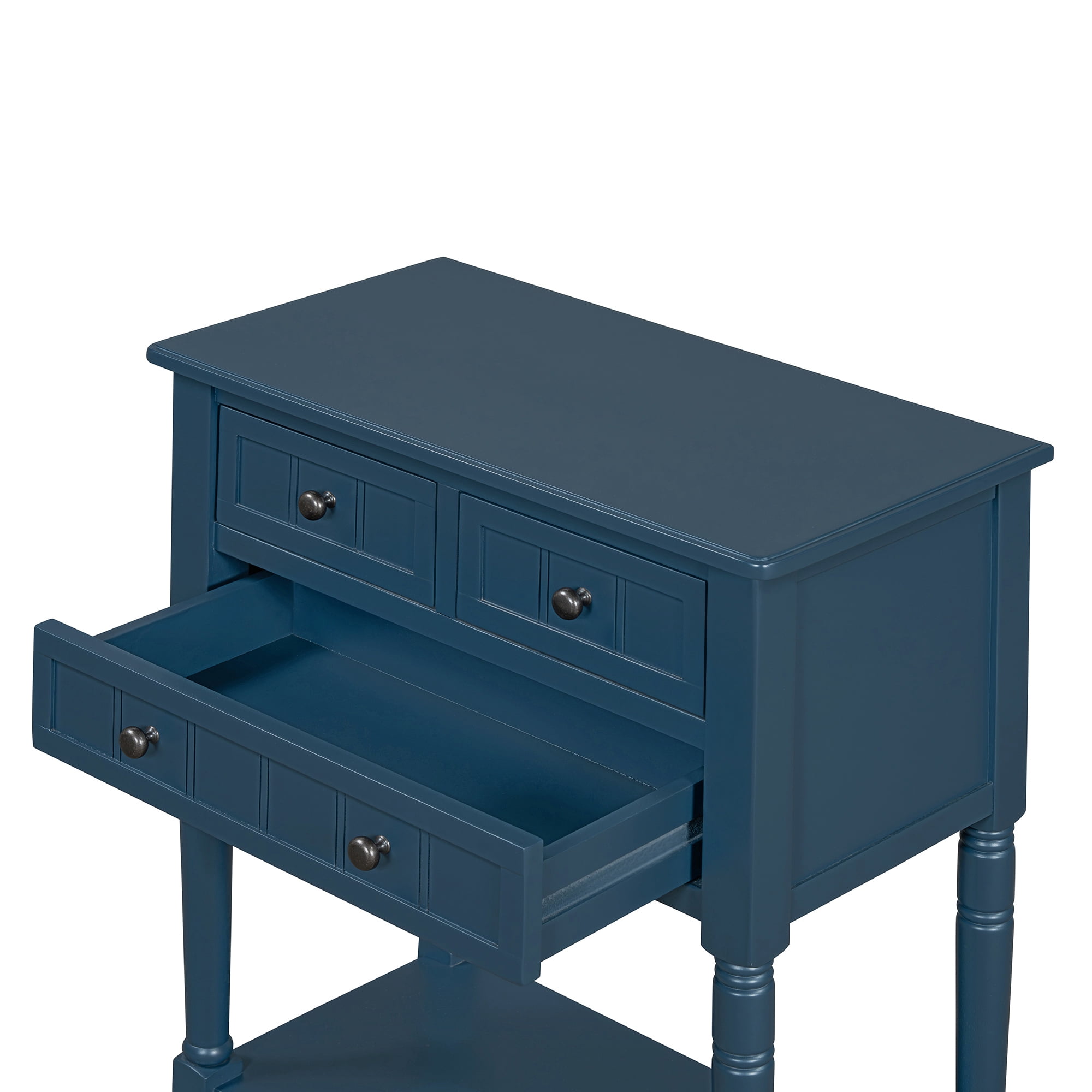 Euroco 23.7" Farmhouse Console Table with 3 Drawers, Narrow Sofa Table, Wood Entryway Table with Bottom Shelf for Living Room, Foyer,Navy