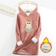 thumbnail image 2 of XUNKUSGA Hoodies for Women Halloween Thickened Sherpa Lined Fleece Long Hooded Sweatshirt Women Long Sleeve Pullover Hoodies Casual Loungewear Tunic Tops S-3XL Pink, 2 of 3