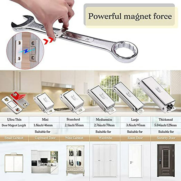 Cabinet Magnetic Catch Adhesive 4 Pack Magnetic Door Catch Strong Cabinet  Door Magnet Latch Large Kitchen Magnetic Latch For Cupboard Magnetic  Closure