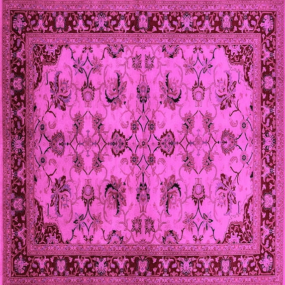 Ahgly Company Indoor Square Oriental Pink Industrial Area Rugs, 5' Square