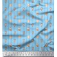 thumbnail image 1 of Soimoi Blue Poly Georgette Fabric Stripes & Animals Kids Print Fabric by the Yard 52 Inch Wide, 1 of 3