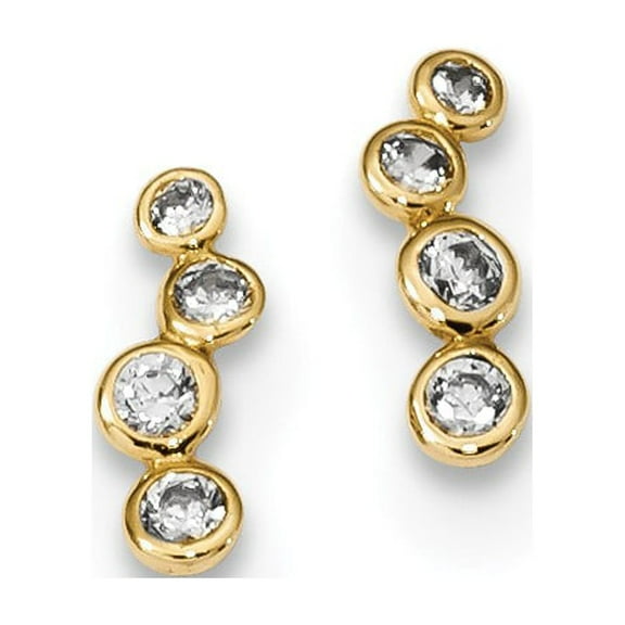 Real 14kt Yellow Gold Madi K 4-CZ Bezel Set Post Earrings; for Adults and Teens; for Women and Men