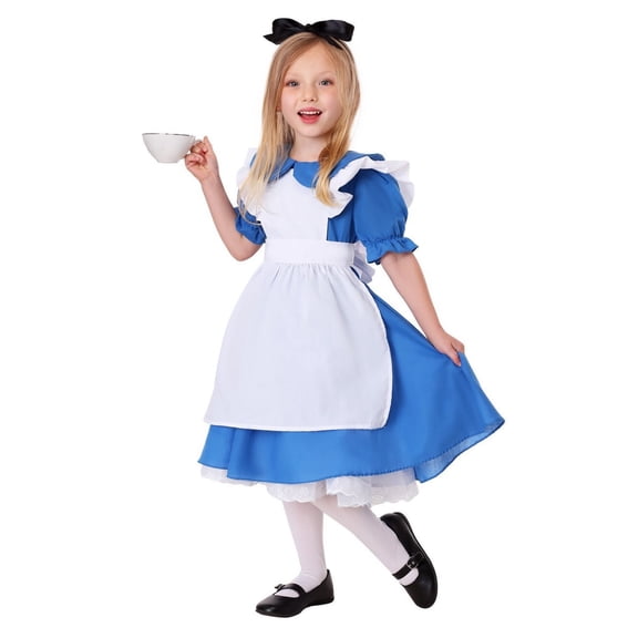 KAWELL Mother Daughter Alice Fancy Dress Costumes, Halloween Dress Up Outfit with Headband, Dress & Apron