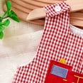 thumbnail image 6 of mgoYE Short Sleeve Romper Baby Boy Animal Embroidery Plaid Sleeveless Romper Jumpsuit Overall Bodysuit One-Piece Outfit Rompers Baby Girls|Red 2-3 Years, 6 of 8