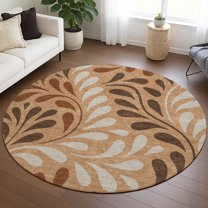 Addison Rugs Chantille Indoor/Outdoor Transitional Botanical Copper Machine Washable Round Rug, 8' x 8'