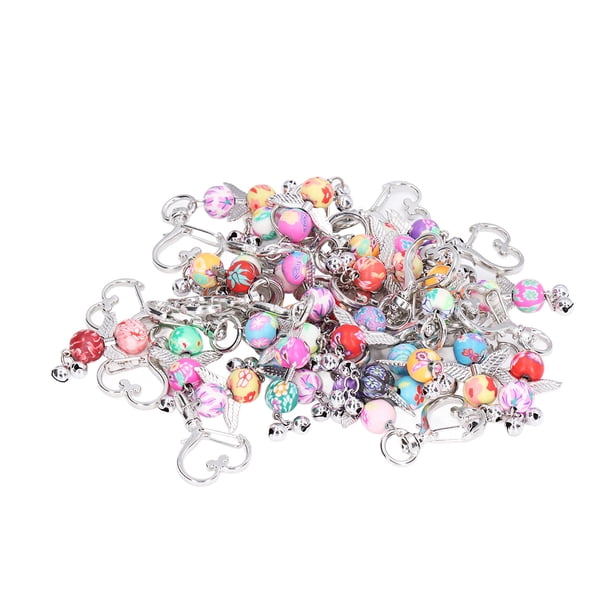 Angel 30pcs Colgante Metal Ala De ángel Llavero Decorativo Con Coloridos Cuentas De Patrón Para La Fiesta