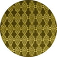 thumbnail image 1 of Ahgly Company Machine Washable Indoor Round Abstract Yellow Contemporary Area Rugs, 8' Round, 1 of 4