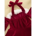 thumbnail image 6 of Toddler Baby Girl Christmas Dress Santa Claus Dress Red Velvet Long Sleeve Tulle Princess Dress with Headband Outfit, 6 of 8