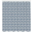 thumbnail image 3 of Tie Dye Shower Curtain, Far Eastern Scales Messy Curves with Vertical Stripes and Grungy Look, Fabric Bathroom Set with Hooks, 69W X 84L Inches Extra Long, Navy Blue and Cream, by Ambesonne, 3 of 3