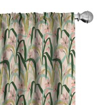Ambesonne Wild Nature Curtains, Digital Jungle Artwork, Pair of 28"x95", Emerald Pale Green and Blush