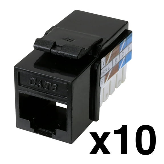Construct Pro Cat6 (RJ-45) Keystone Jack (10-Pack, Black) Manufactured by Skywalker